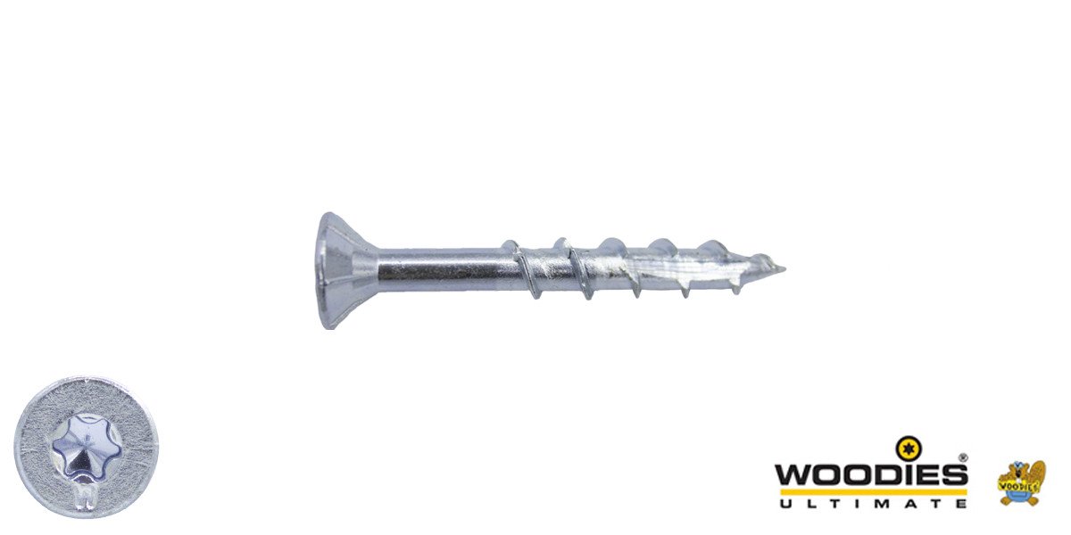 Alternatieve afbeelding voor Woodies schroeven verzinkt TORX-15 platkop 3,5x20/12mm deeldraad 200 stuks