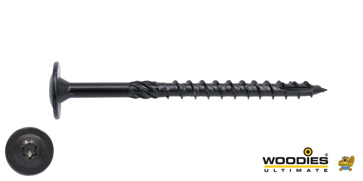 Alternatieve afbeelding voor Woodies Tellerkopschroeven Blackline Shield TORX-40 8x100/50mm deeldraad 50 stuks