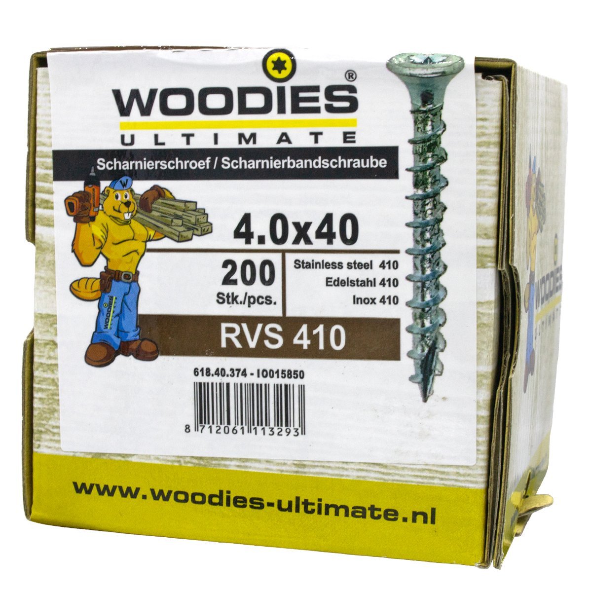 Alternatieve afbeelding voor Woodies Beslagschroeven platverzonken kop rvs-410 TORX-20 4x40mm 200 stuks