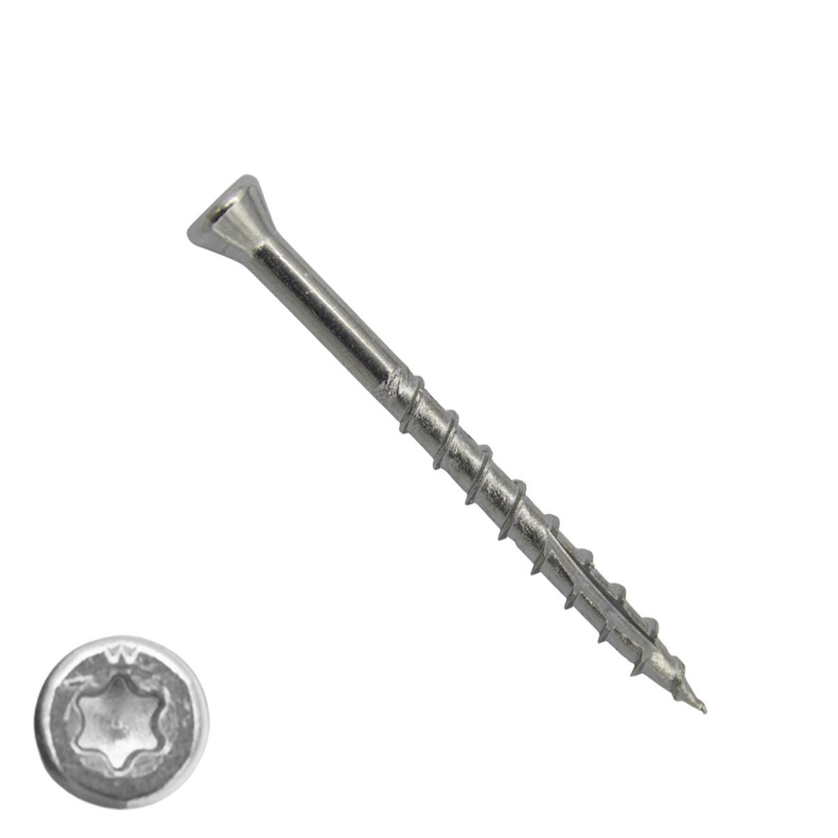 Alternatieve afbeelding voor Woodies glaslatschroeven RVS 410 C1 TORX-10 platkop 3,5x40/26 deeldraad 200 stuks