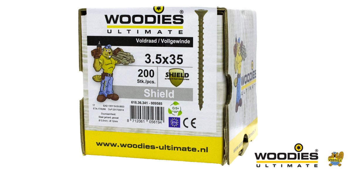 Alternatieve afbeelding voor Woodies schroeven platverzonken kop Shield TORX-15 3,5x35mm 200 stuks