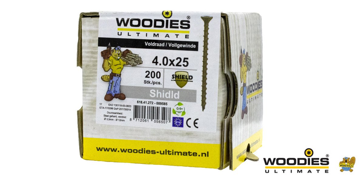 Alternatieve afbeelding voor Woodies schroeven platverzonken kop Shield TORX-20 4x25mm 200 stuks