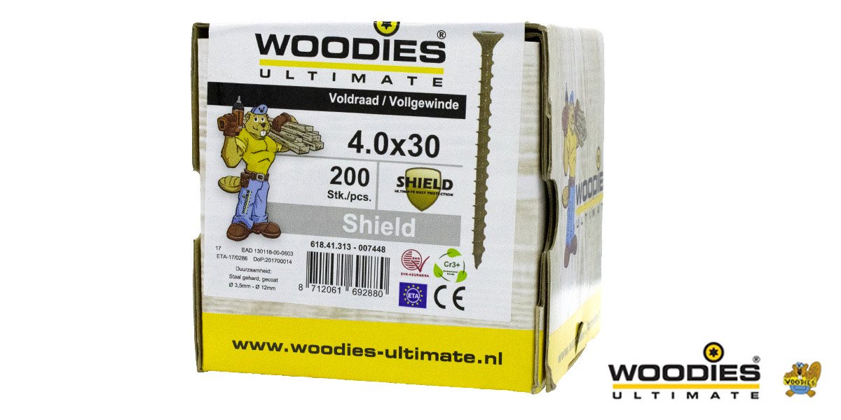 Alternatieve afbeelding voor Woodies schroeven platverzonken kop Shield TORX-20 4x30mm 200 stuks