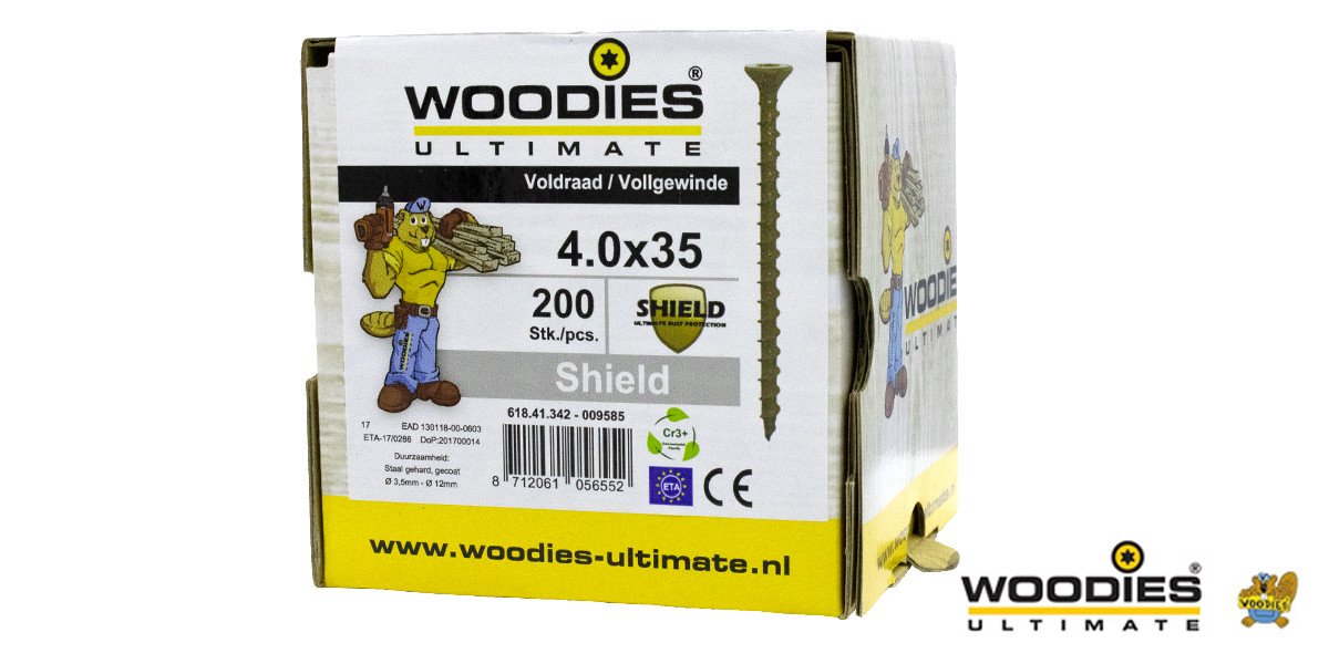 Alternatieve afbeelding voor Woodies schroeven platverzonken kop Shield TORX-20 4x35mm 200 stuks