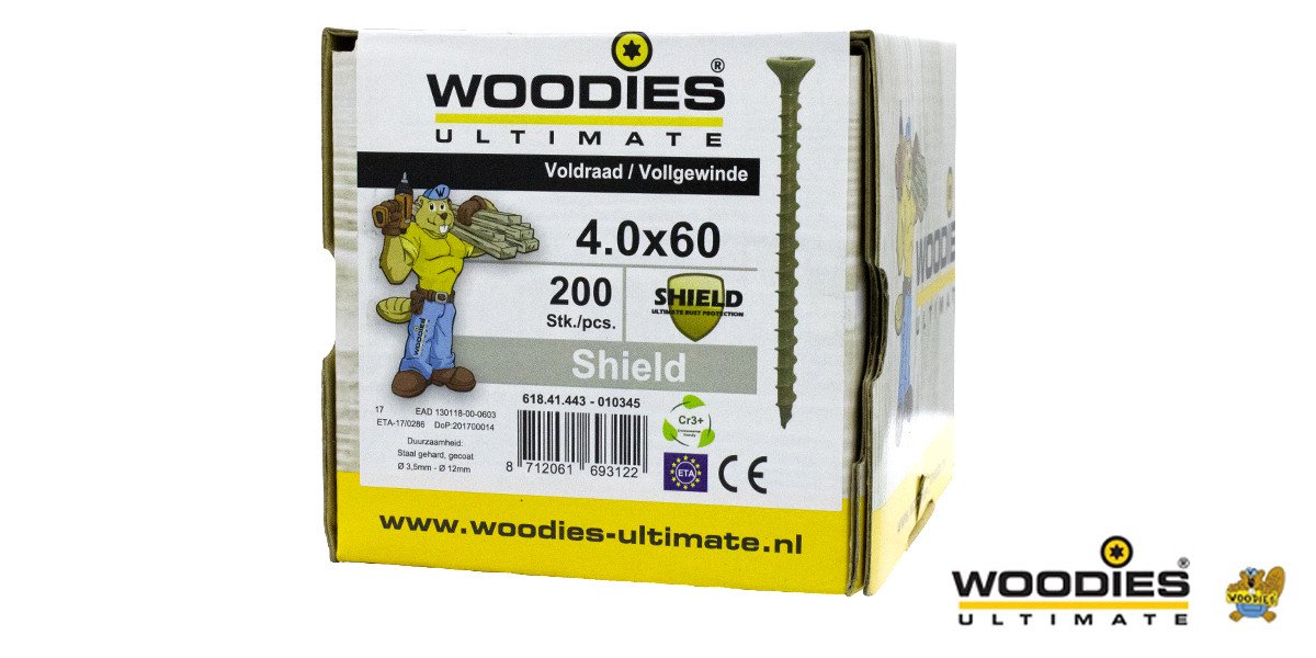 Alternatieve afbeelding voor Woodies schroeven platverzonken kop Shield TORX-20 4x60mm 200 stuks