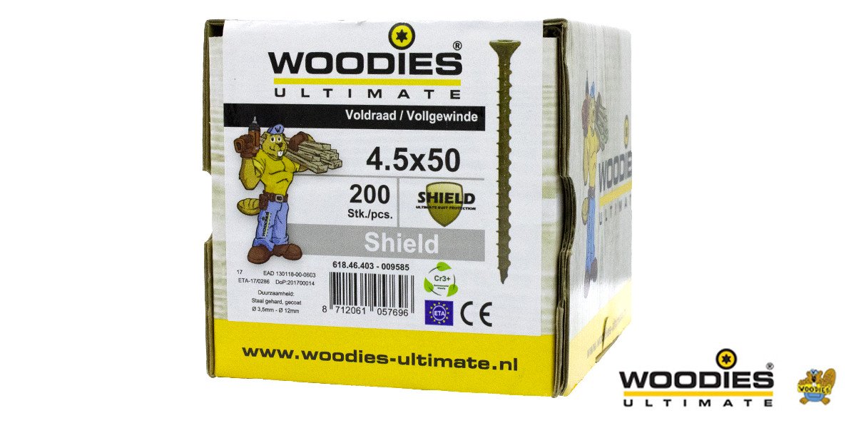 Alternatieve afbeelding voor Woodies schroeven platverzonken kop Shield TORX-25 4,5x50mm 200 stuks
