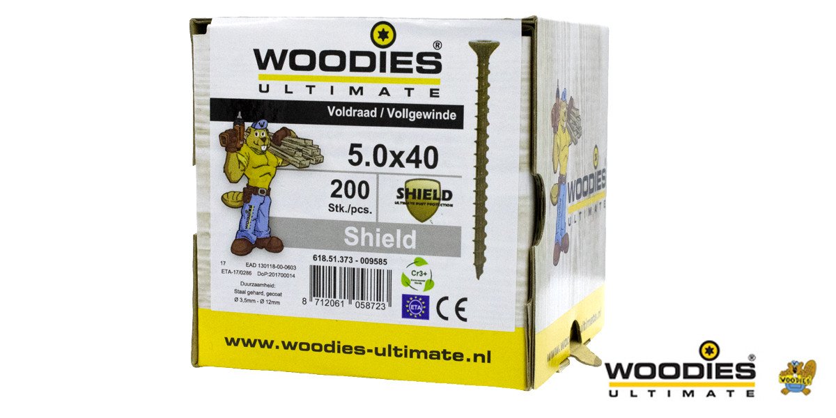 Alternatieve afbeelding voor Woodies schroeven platverzonken kop Shield TORX-25 5x40mm 200 stuks
