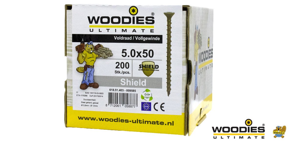 Alternatieve afbeelding voor Woodies schroeven platverzonken kop Shield TORX-25 5x50mm 200 stuks