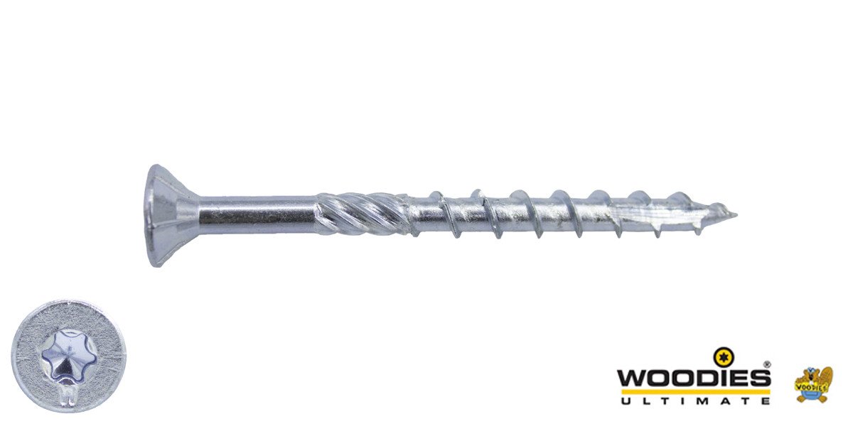 Alternatieve afbeelding voor Woodies schroeven verzinkt TORX-20 platkop 4,5x35/20mm deeldraad 200 stuks