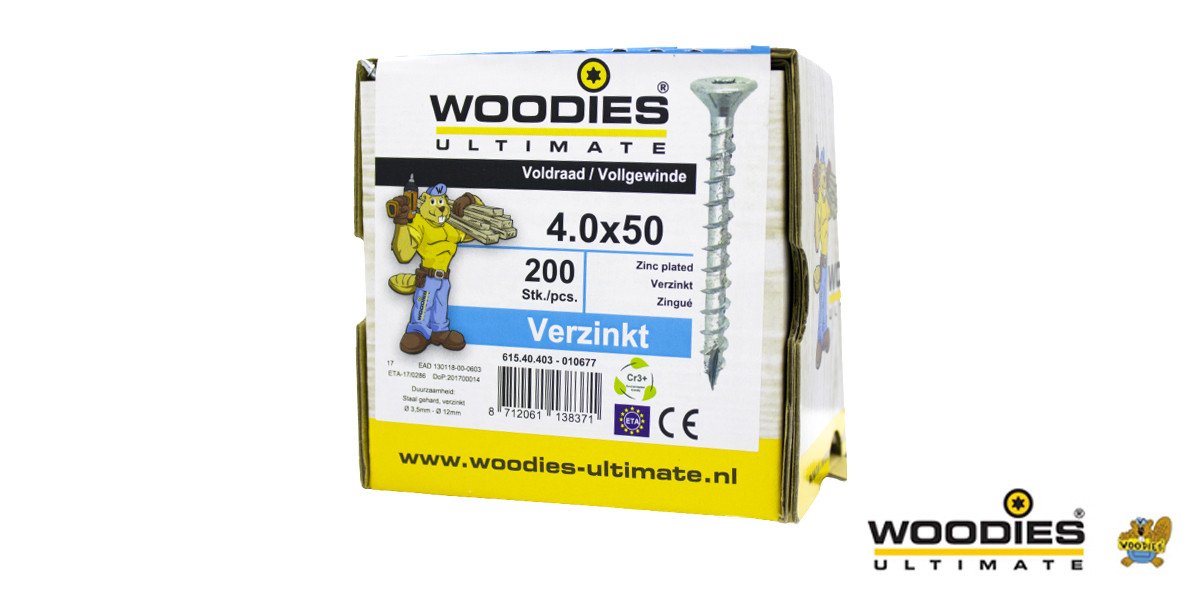 Alternatieve afbeelding voor Woodies schroeven verzinkt TORX-20 platkop 4x50mm 200 stuks