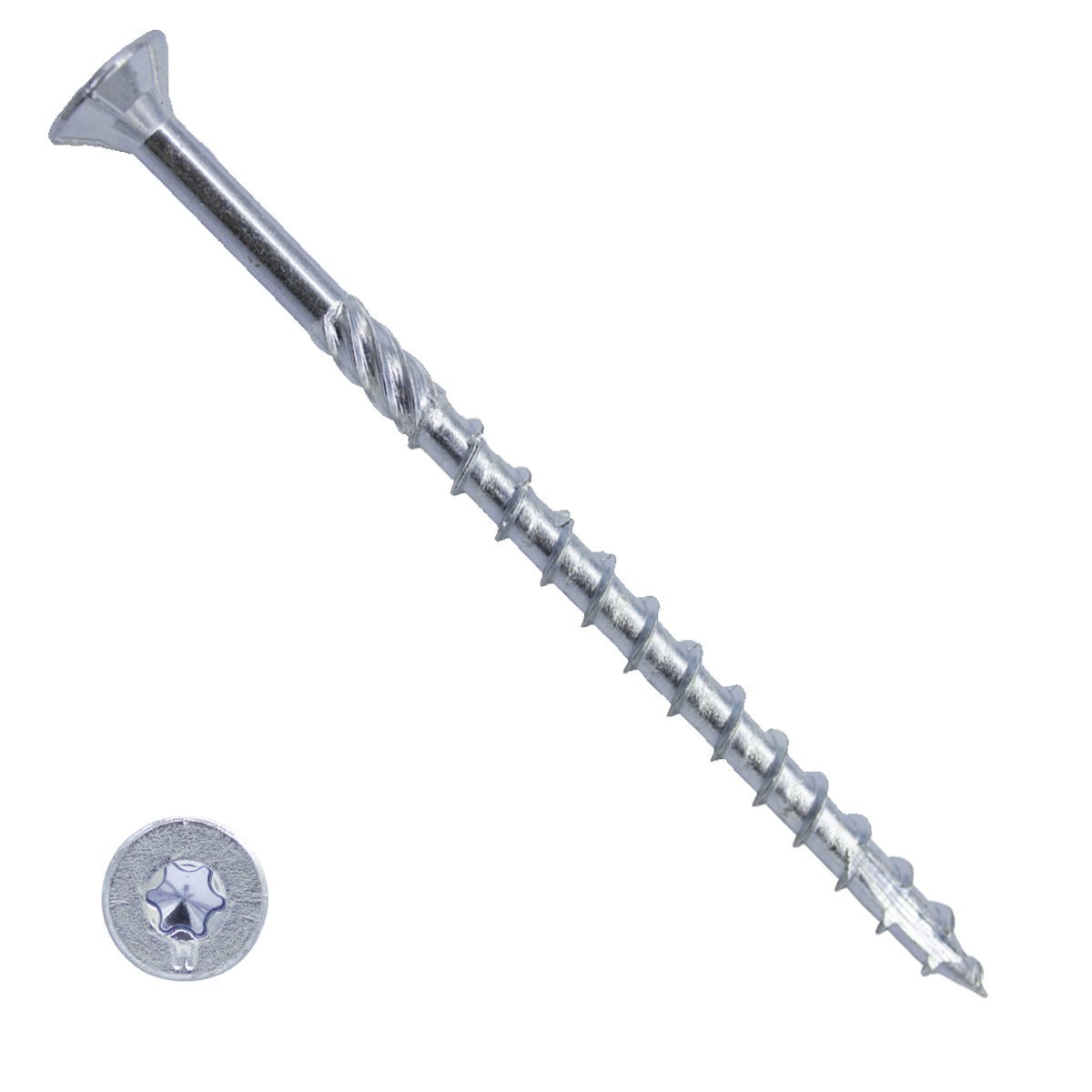 Alternatieve afbeelding voor Woodies schroeven verzinkt TORX-20 platkop 5x100/60mm deeldraad 200 stuks