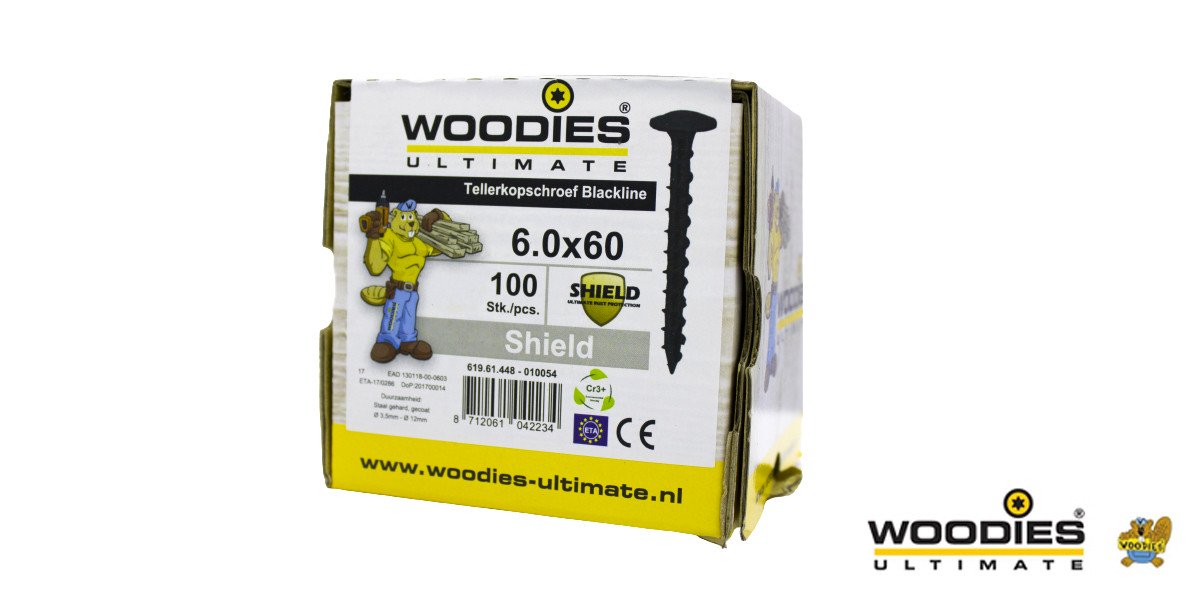 Alternatieve afbeelding voor Woodies Tellerkopschroeven Blackline Shield TORX-30 6x60mm 100 stuks