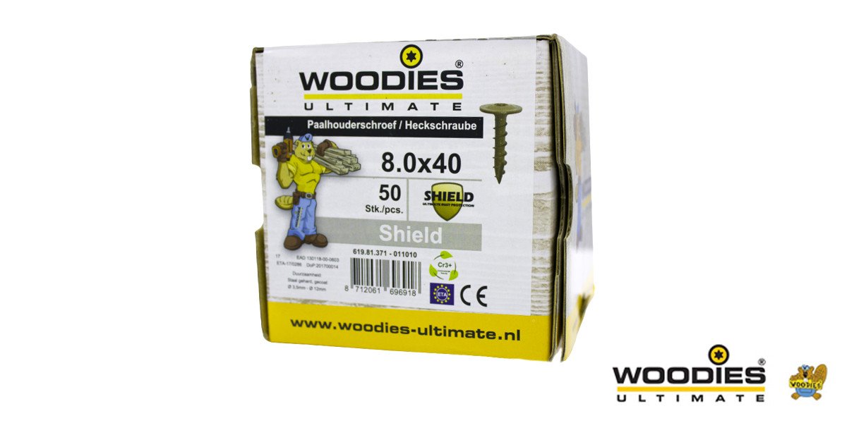 Alternatieve afbeelding voor Woodies Tellerkopschroeven Shield TORX-40 8x40mm 50 stuks