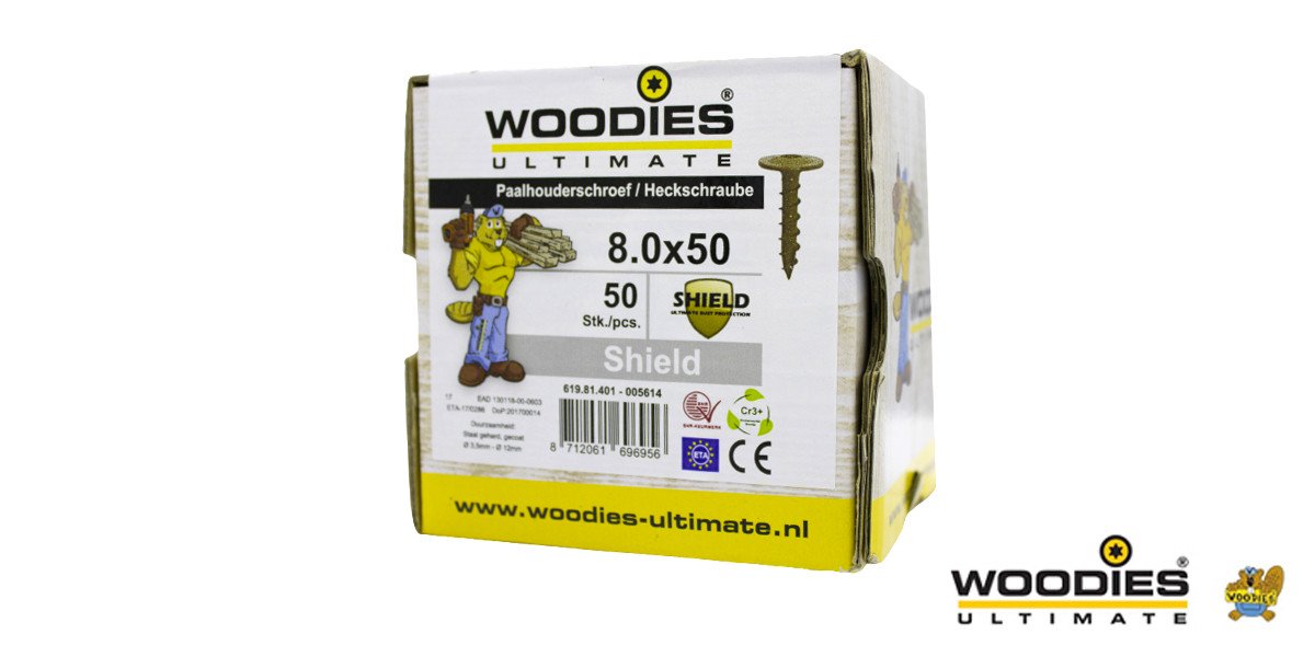 Alternatieve afbeelding voor Woodies Tellerkopschroeven Shield TORX-40 8x50mm 50 stuks