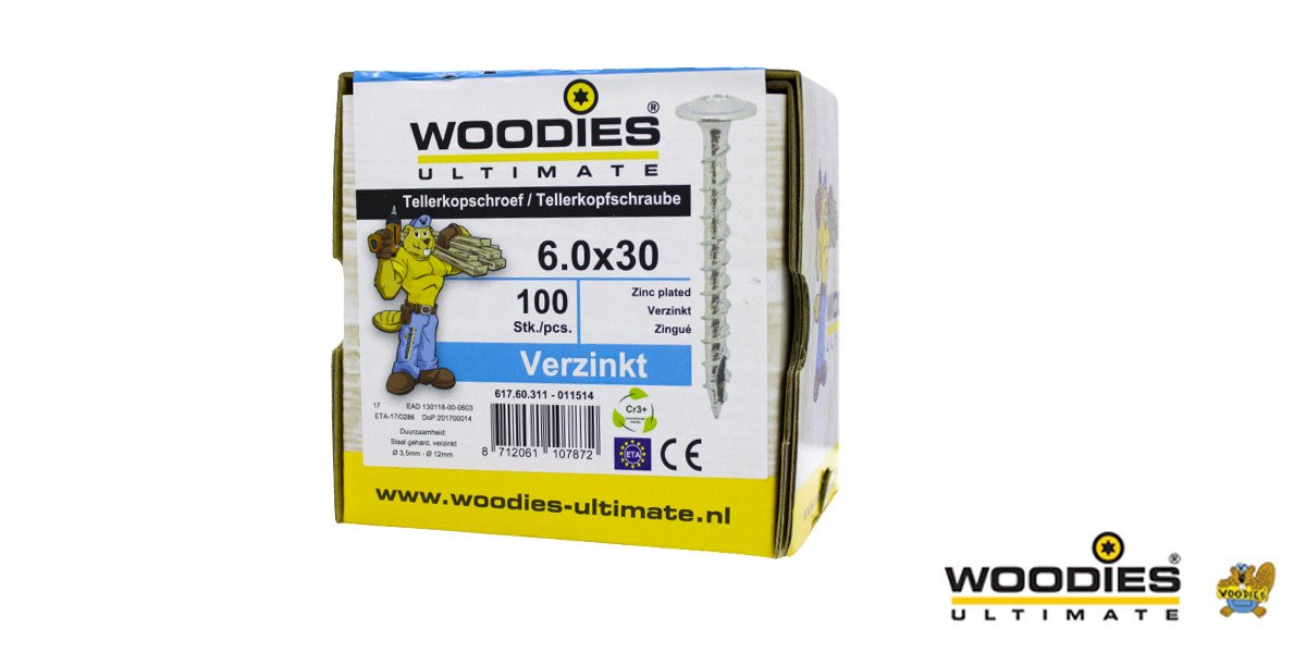 Alternatieve afbeelding voor Woodies Tellerkopschroeven TORX-30 verzinkt 6x30mm 100 stuks