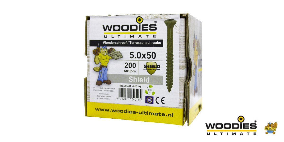Alternatieve afbeelding voor Woodies vlonderschroeven Shield TORX-25 5x50mm freeskop  200 stuks