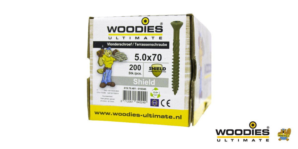 Alternatieve afbeelding voor Woodies vlonderschroeven Shield TORX-25 5x70mm freeskop  200 stuks