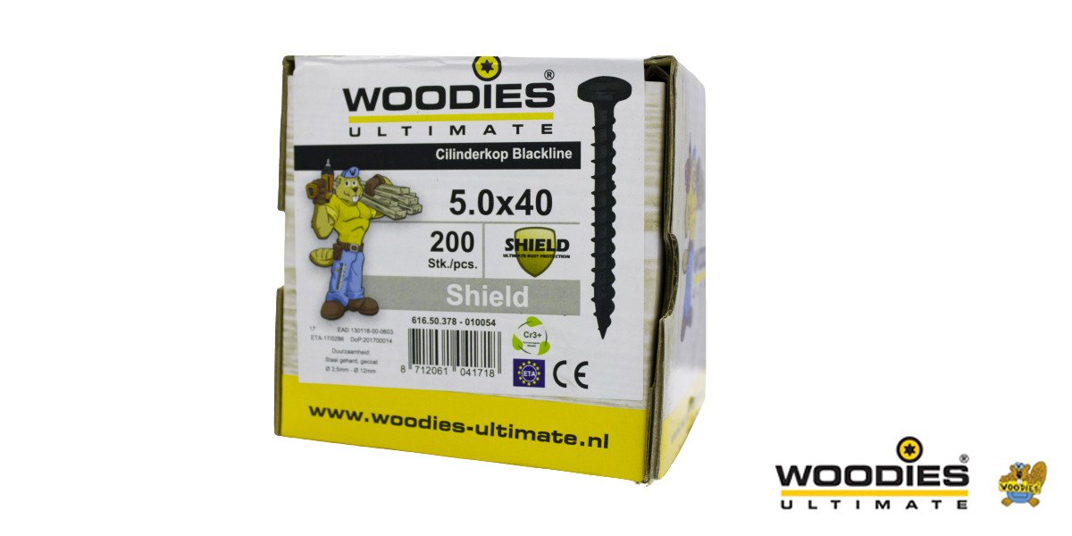 Alternatieve afbeelding voor Woodies Cilinderkopschroeven Blackline TORX-25 5x40mm 200 stuks 
