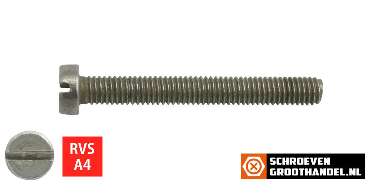 Alternatieve afbeelding voor Metaalschroeven cilinderkop M8 x 60mm DIN84 RVS A4 zaagsnede 100 stuks