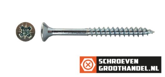 Spaanplaatschroeven 4,5x55/35 mm verzinkt platkop Pozidriv 500 stuks