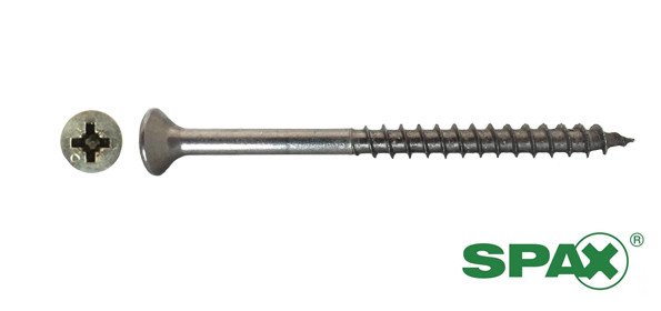 Spax spaanplaatschroeven 5x80mm RVS A2 platkop Pozidriv 100 stuks