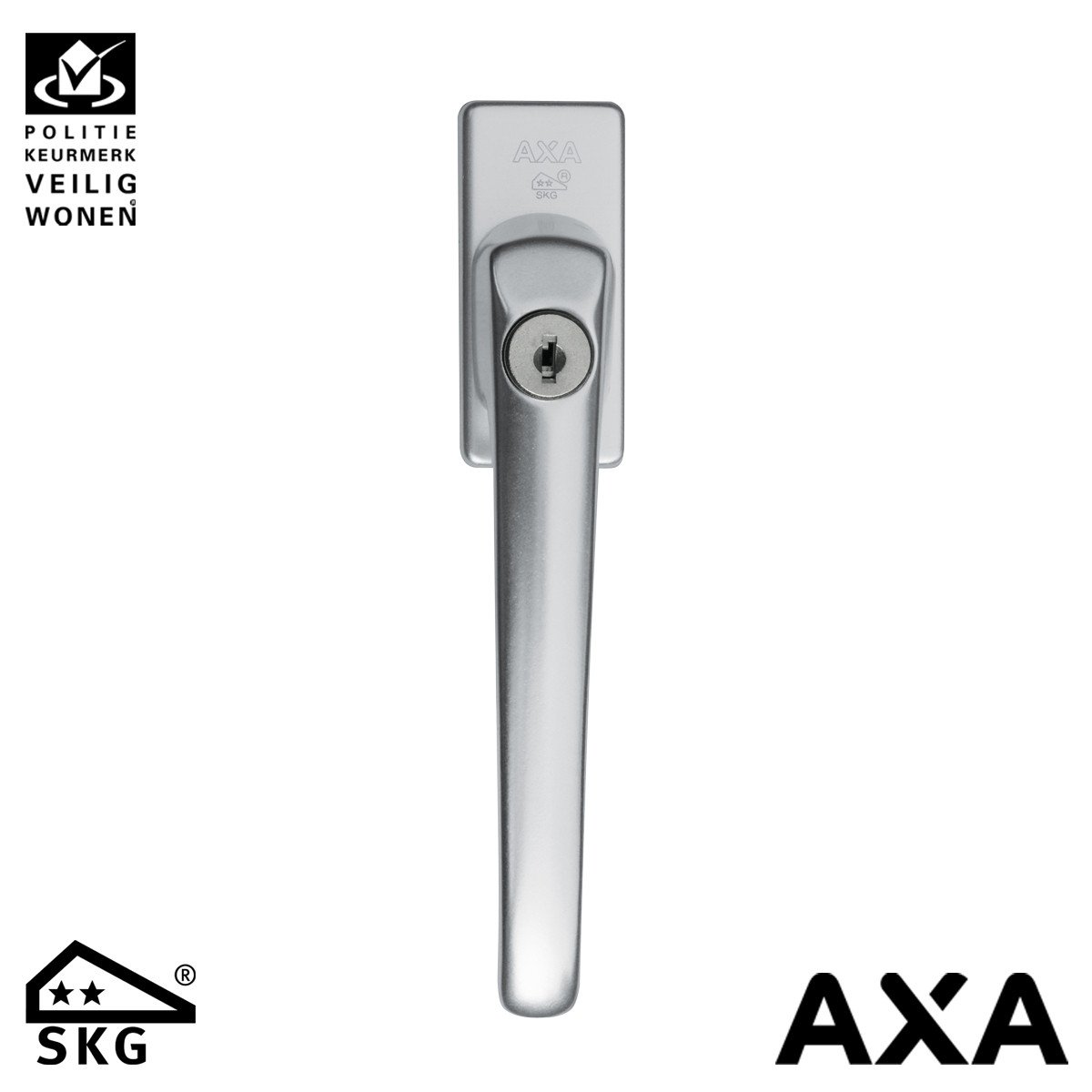 AXA raamsluiting 3350 draai-kiep met cilinderslot 7x32mm alu SKG**