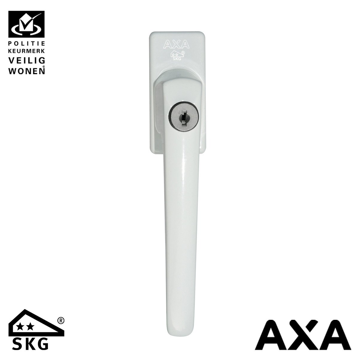 AXA raamsluiting 3350 draai-kiep met cilinderslot 7x32mm wit SKG**