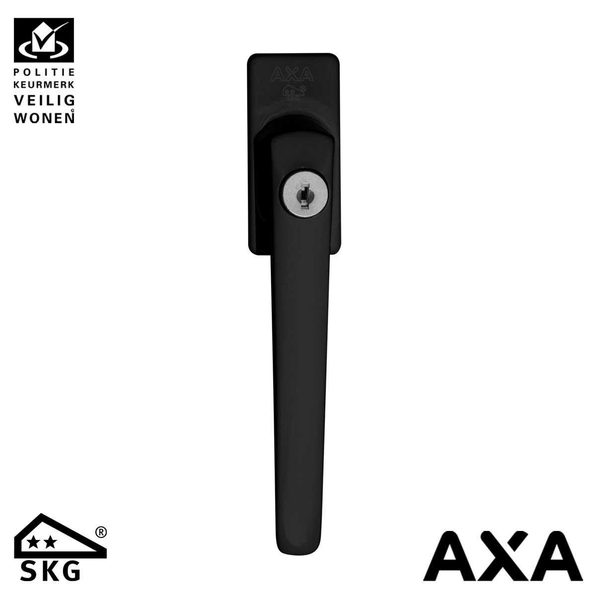 AXA raamsluiting 3350 draai-kiep met cilinderslot 7x32mm zwart SKG**