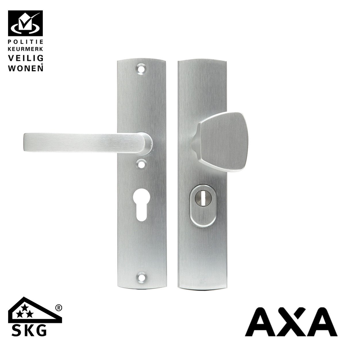Anti kerntreksbeslag AXA curve plus knop-kruk pc55 geslepen alu SKG***