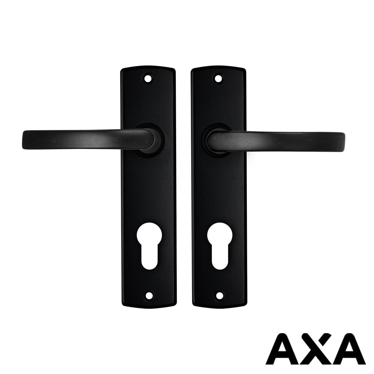 Deurbeslag zwart AXA op schild pc72