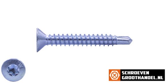 Boorschroeven verzinkt 4,8x38mm platkop torx DIN 7504-P 200 stuks