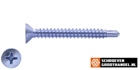 Boorschroeven verzinkt 6,3x63mm platkop philips DIN 7504-P 200 stuks