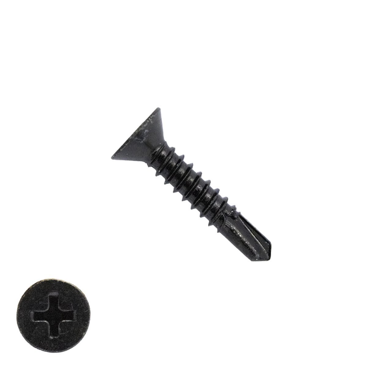 Boorschroeven zwart verzinkt 3,5x19mm platkop philips DIN 7504-P 200 stuks