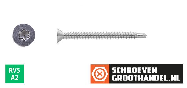 Spaanplaatschroeven zelfborend 3,5x30mm RVS A2 platkop TORX 500 stuks
