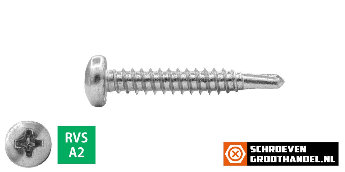 Boorschroeven RVS A2 3,9x32mm cilinderkop philips DIN 7504-N 200 stuks