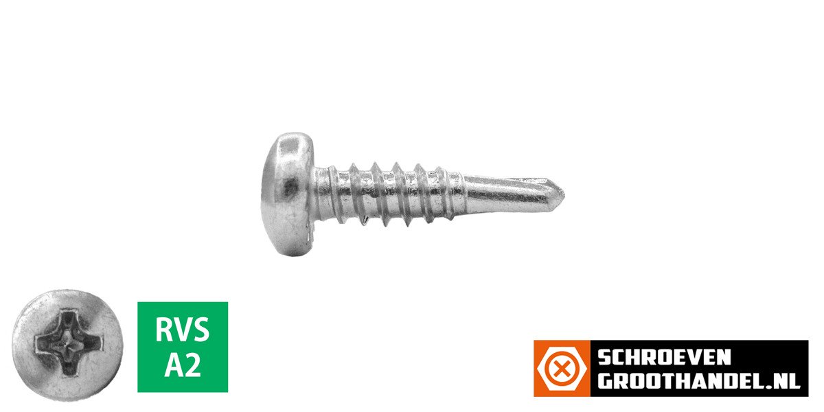 Boorschroeven RVS A2 4,2x19mm cilinderkop philips DIN 7504-N 200 stuks
