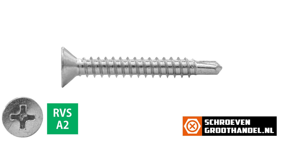 Boorschroeven RVS A2 4,2x32mm platkop philips DIN 7504-P 200 stuks