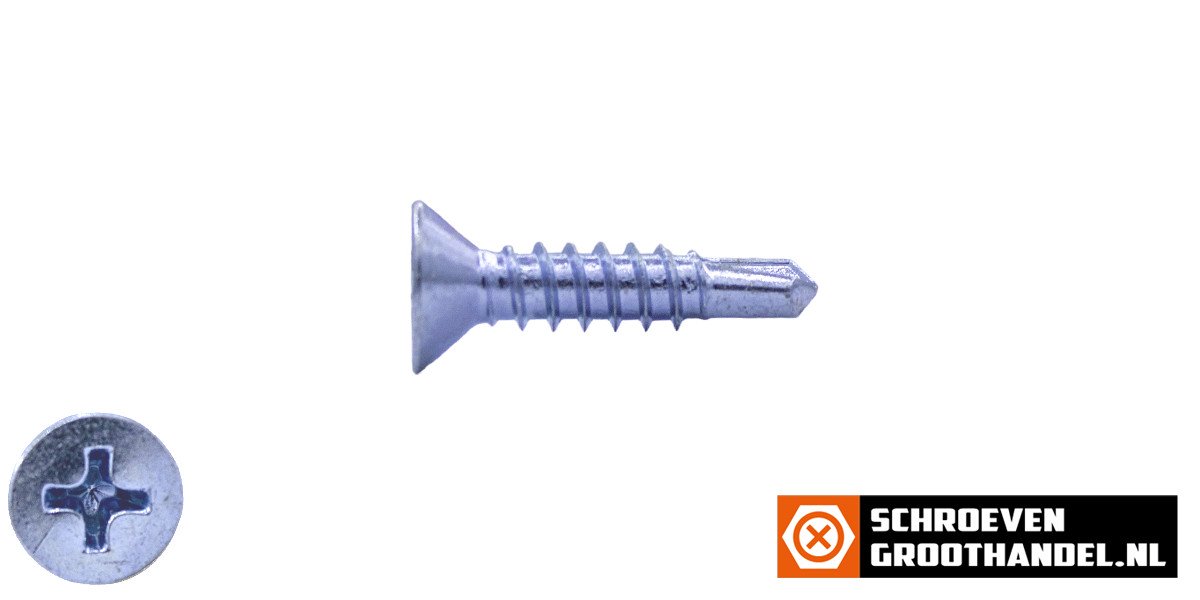 Boorschroeven verzinkt 3,5x16mm platkop philips DIN 7504-P 200 stuks