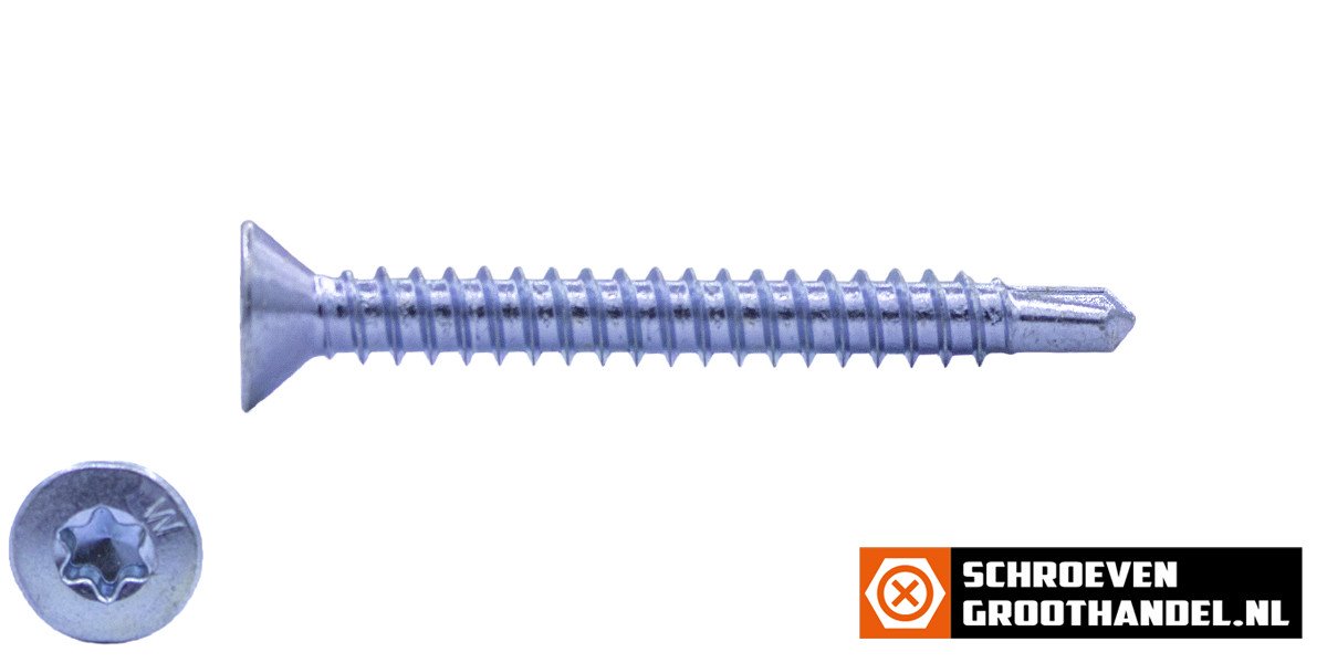 Boorschroeven verzinkt 5,5x45mm platkop torx DIN 7504-P 200 stuks