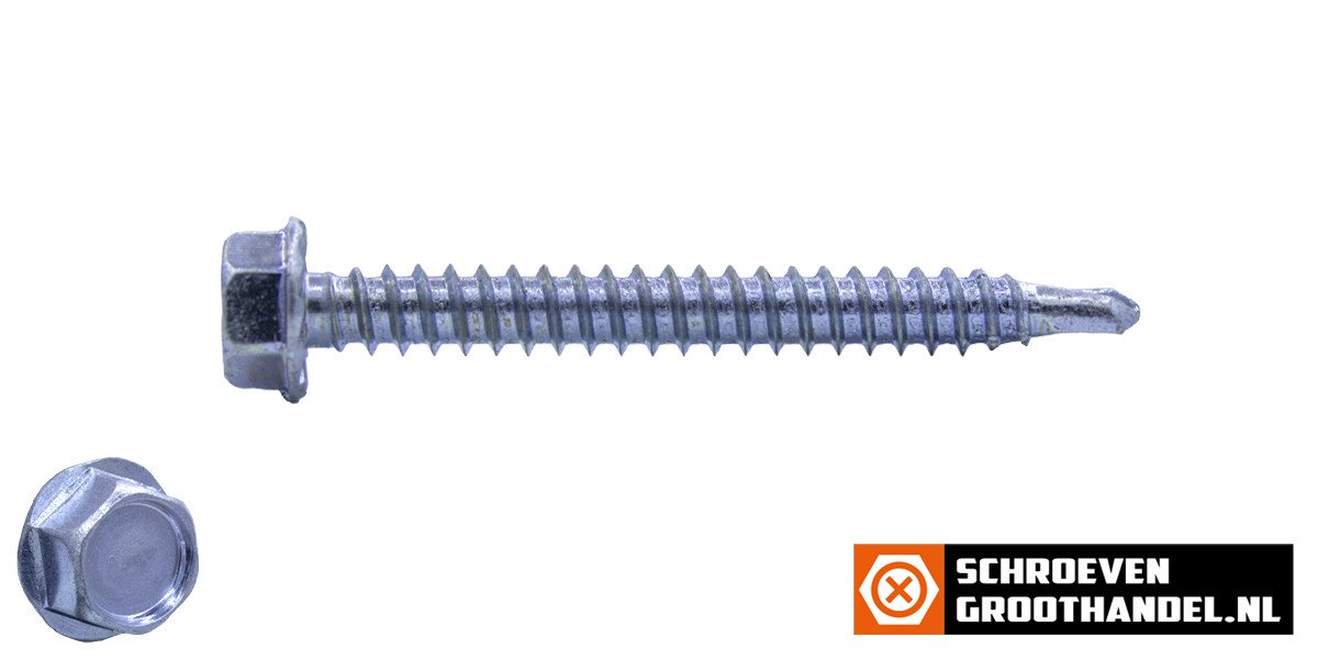 Boorschroeven verzinkt 6,3x50mm zeskantkop DIN 7504-K 200 stuks
