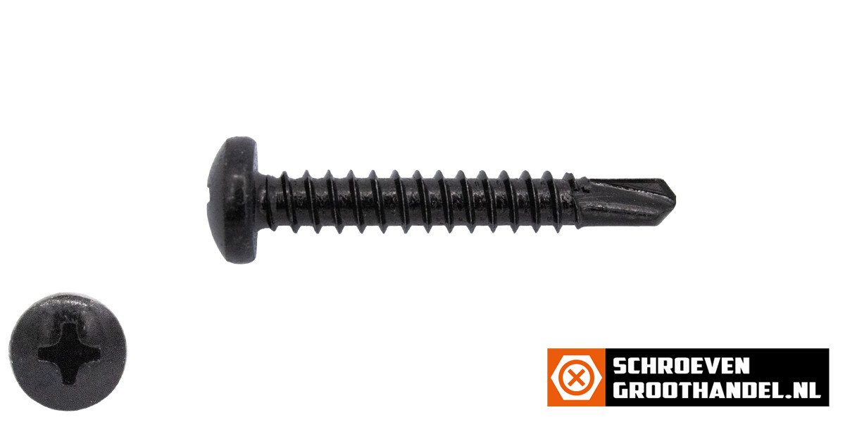 Boorschroeven zwart verzinkt 4,2x32mm cilinderkop philips DIN 7504-P 200 stuks