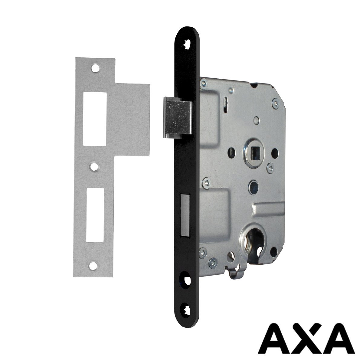 Cilinderslot 55mm voorplaat zwart incl sluitplaat AXA