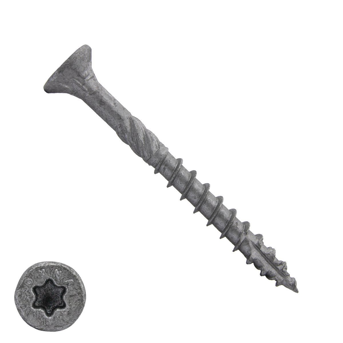 Dynaplus constructieschroeven 6x60mm deeldraad ar-coating grijs platkop met snijpunt torx 100 stuks