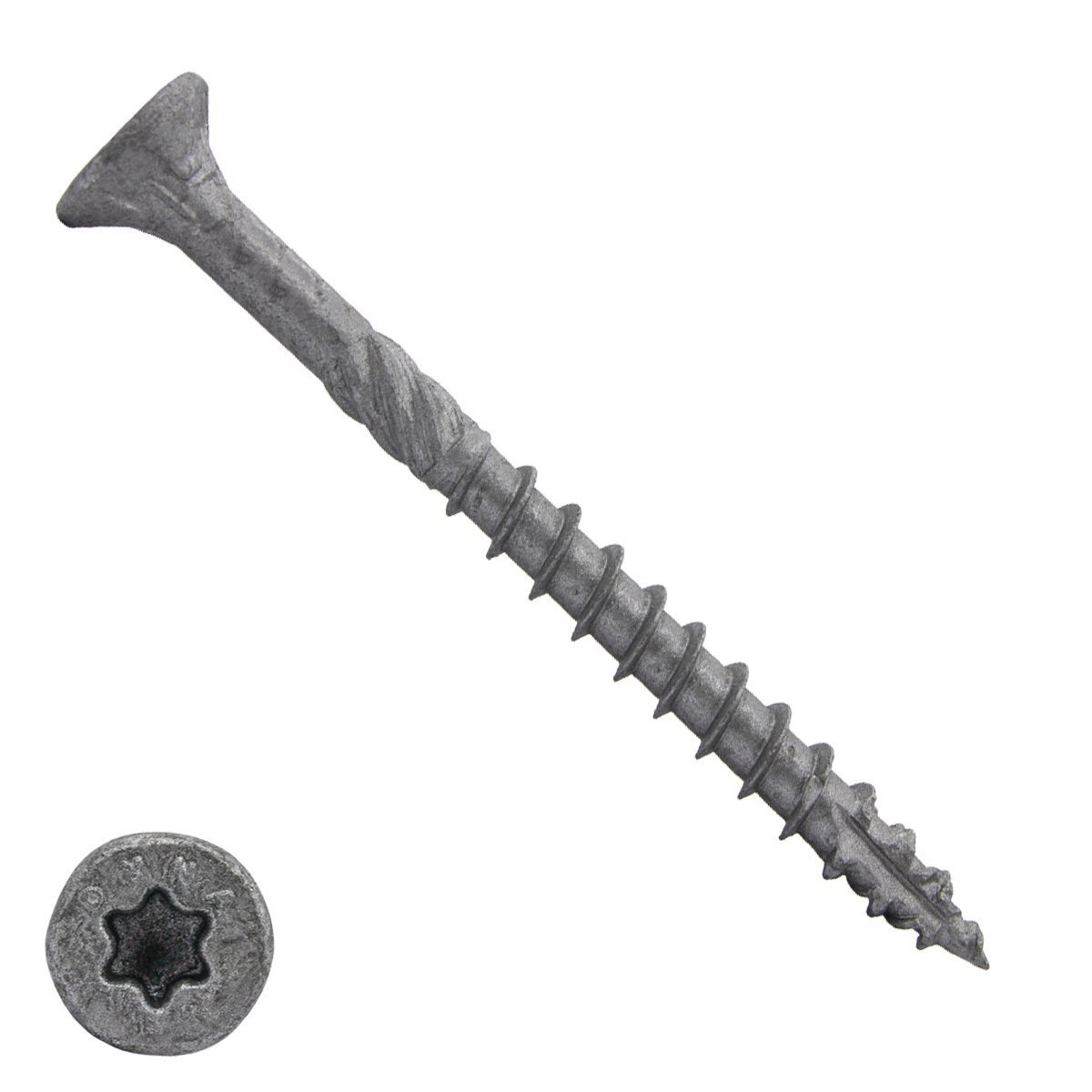Dynaplus constructieschroeven 6x70mm deeldraad ar-coating grijs platkop met snijpunt torx 100 stuks
