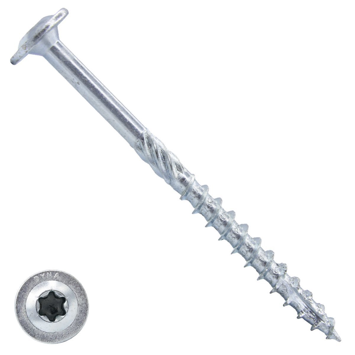Dynaplus houtbouwschroeven 8x400mm deeldraad verzinkt discuskop met snijpunt torx 50 stuks