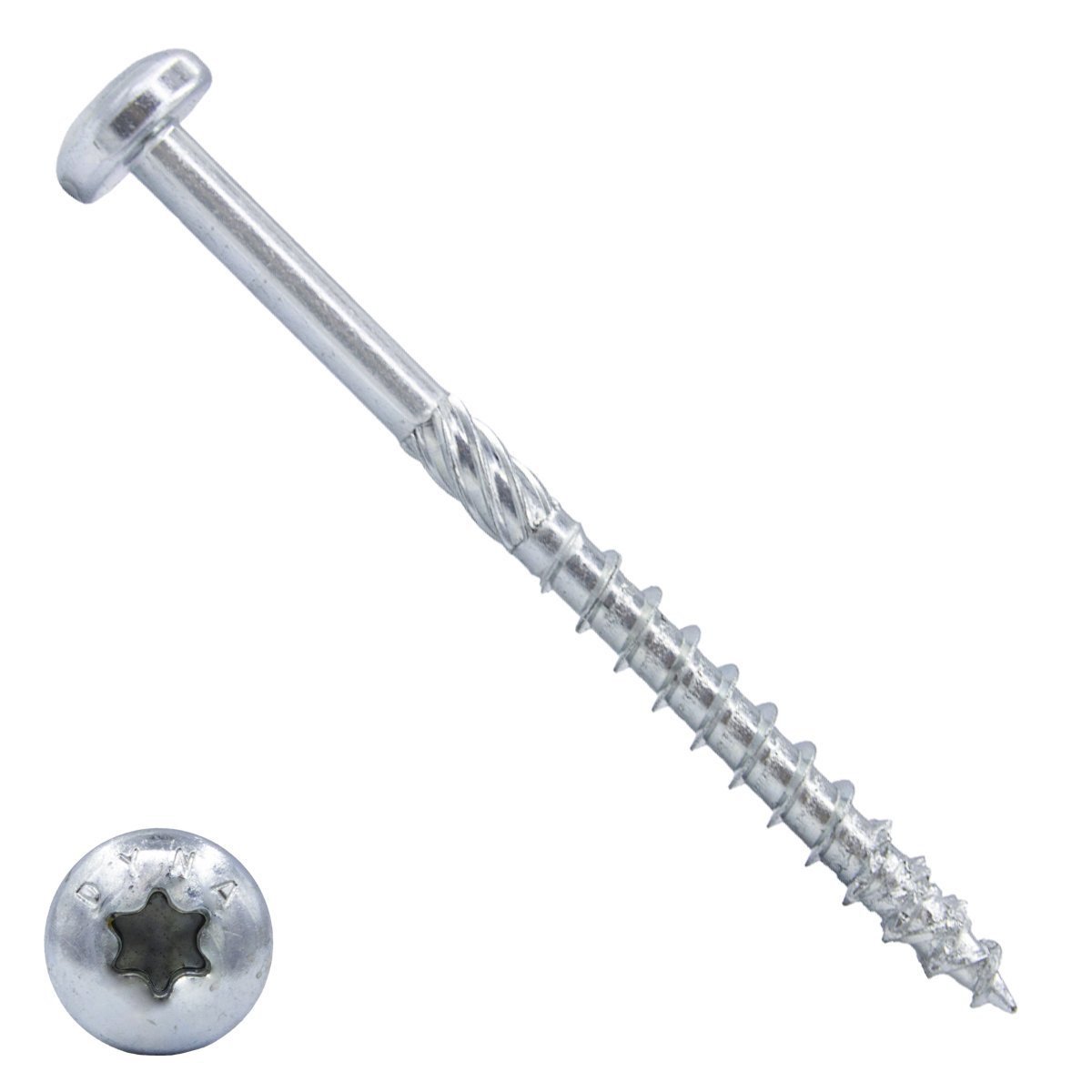 Dynaplus spaanplaatschroeven 6x100mm deeldraad verzinkt cilinderkop torx 100 stuks