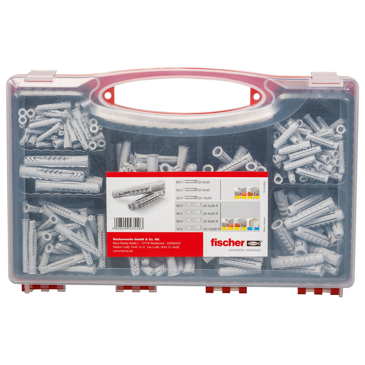 Fischer assortimentsdoos SX/UX pluggen 290-delig