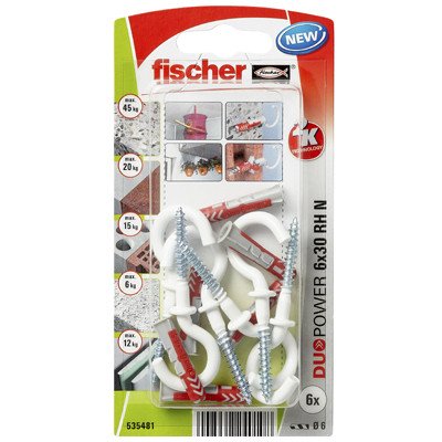 Fischer Duopower pluggen 6x30 RH N met nylon ronde haken 6 stuks