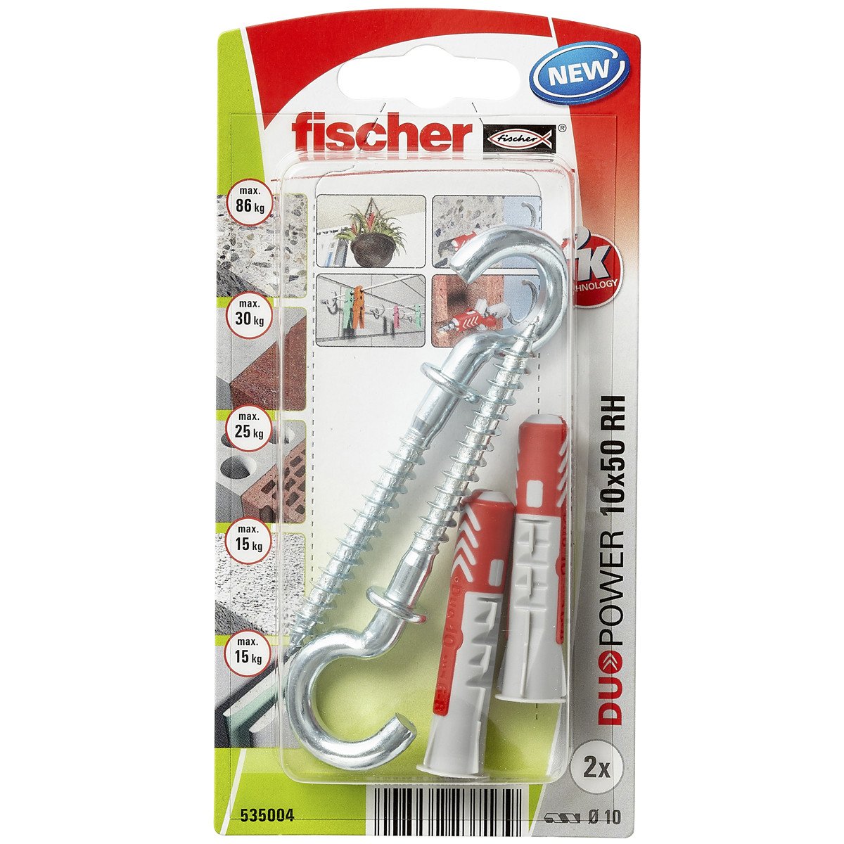 Fischer Duopower pluggen 10x50 RH K met ronde haken 2 stuks