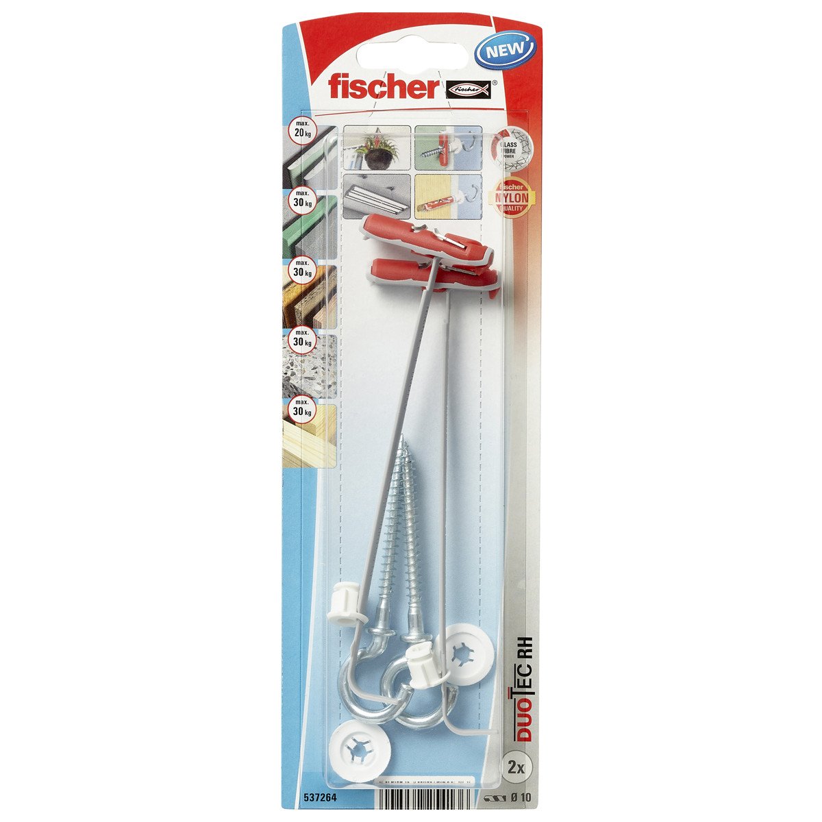 Fischer DuoTec 10 RH hollewandpluggen 10 met ronde haken 2 stuks